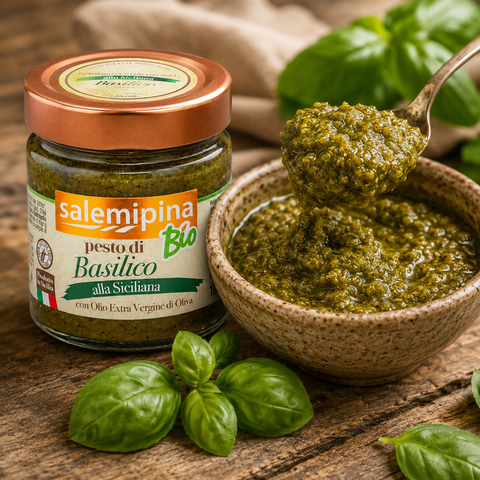Basilikum-Pesto nach sizilianischer Art Bio