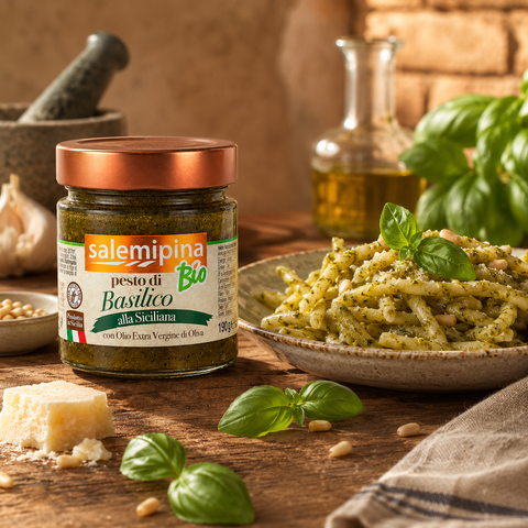 Basilikum-Pesto nach sizilianischer Art Bio